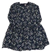 Tmavomodré květované šaty Tchibo