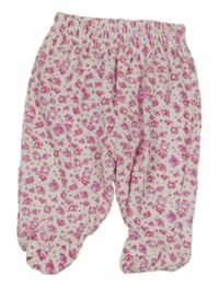 Bílo-růžové květované sametové polodupky