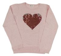 Svetloružový melírovaný sveter s překlápěcími flitre H&M