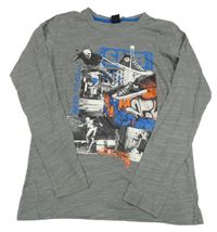 Sivé melírované tričko so skejťáky Chapter young