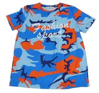 Modro-červené army tričko s nápisom Shein