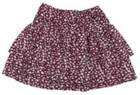 Vínová kvetovaná vrstvená sukňa s kraťasy Zara