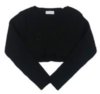 Čierny rebrovaný crop sveter Matalan