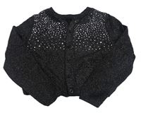 Čierno-strieborný prepínaci crop sveter s kamienkami