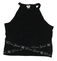 Čierny rebrovaný crop top River Island
