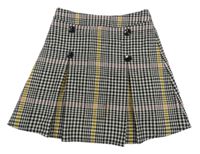 Čierno-bielo-ružová kockovaná skladaná sukňa F&F