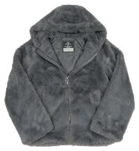 Šedá kožešinová podšitá bunda s kapucí George 