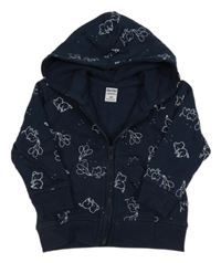 Tmavomodrá prepínaci mikina so sloníky a kapucňou DopoDopo