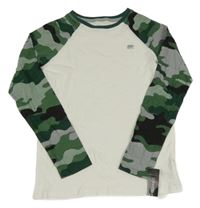 Nové - Bílo-khaki triko s medvídkem Dunnes