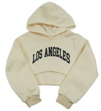 Smotanová crop mikina s nápisom a kapucňou Shein