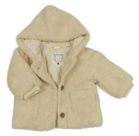 Béžová buklé zateplená bunda s kapucňou Hema