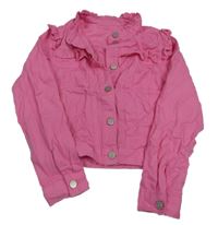 Ružová rifľová crop bunda s volánikmi St. Bernard