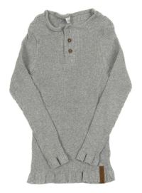 Sivé rebrované tričko s gombíky