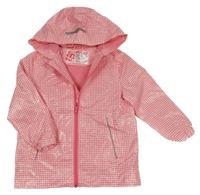 Ružovo-biela vzorovaná nepromokavá jarná bunda s kapucňou Pocopiano