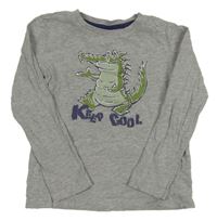 Šedé melírované triko s krokodýlem Papagino