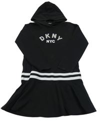 Černé teplákové šaty s logem a kapucí DKNY