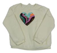 Smotanová chlpatá mikina so srdíčkem z překlápěcích flitrů H&M