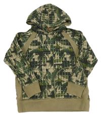 Béžovo-khaki vrorovaná mikina s kapucí Fat Face