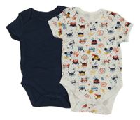2x - Tmavomodré + bílé body se zvířátky Primark