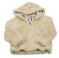 Béžová chlupatá podšivá bunda s kapucí Pocopiano
