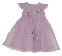 Růžové tylové šaty s kytičkami Kiki&Koko