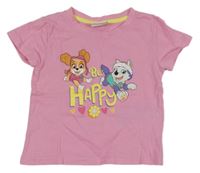 Svetloružové tričko s pejsky - Tlapková patrola Nickelodeon