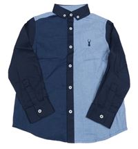 Nové - Tmavomodro-světlemodrá košile s výšivkou Next