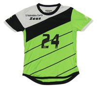 Limetkovo-černo-bílé sportovní tričko s nápisem Zeus