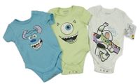 Nové - 3x - Bílé + modré + limetkové body Toy Story Primark
