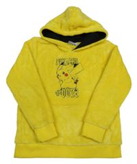 Žltá plyšová mikina s Pikachu a kapucňou