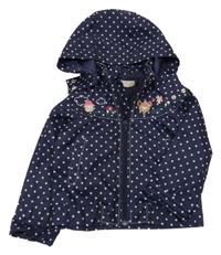 Tmavomodrá šušťáková bodkovaná á bunda s obrázkami a odopínacíá kapucňou H&M