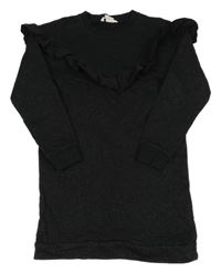 Čierno-zlaté teplákové šaty s volánikmi H&M
