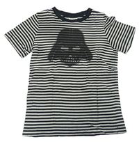 Čierno-svetlosivé pruhované tričko so Star Wars hanna Andersson