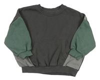 Tmavošedo-šedo-khaki oversize mikina s vreckom George