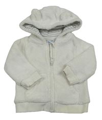Bílý chlupatý bomber s kapucňou s uškami Topomini