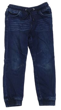 Tmavomodré cuff slim teplákové rifle Denim Co.