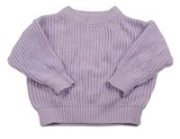 Levandulový rebrovaný pletený oversize sveter Cozy Cub