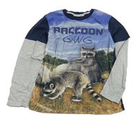 Fialovo-tmavomodro-šedé triko s mývaly Kids