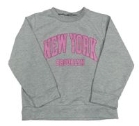 Šedá melírovaná mikina s nápisy