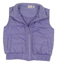 Levandulová prešívaná šušťáková zateplená vesta s volánikmi impidimpi