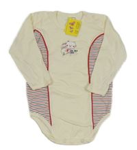 Nové - smetanovo-pruhované body s mačičkou a kachničkou