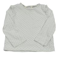 Bílo-modré puntíkaté triko s volánky C&A