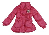 Tmavoružová prešívaná šušťáková zimná bunda s mačičkou