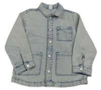 Modro-biela plesňová rifľová košeľová bunda H&M