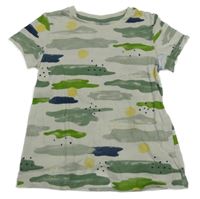 Bielo-army/vzrované tričko so cute