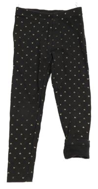 Tmavošedé teplákové legíny se zlatými srdíčky C&A