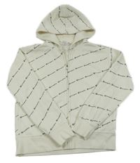 Smetanová propínací crop mikina s logy a kapucí Champion