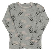 Sivo-svetloružové melírované tričko so zajačikmi