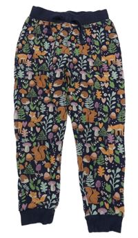 Tmavomodré tepláky se zvířátky a houbičkami a kytičkami St. Bernard