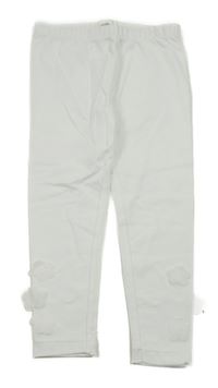 Biele legíny s 3D kvety Tu